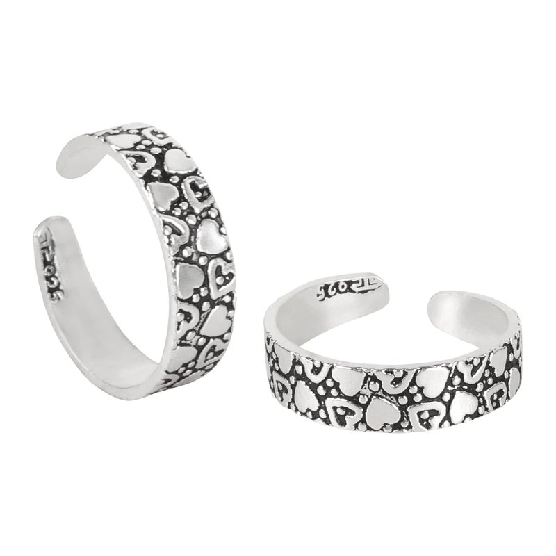 silver chest 925 Silver Toe Rings for Women Stylish Silver Bands for Girls -Sterling Silver Plain Oxidised rings with 3D Self Designs - Image 4