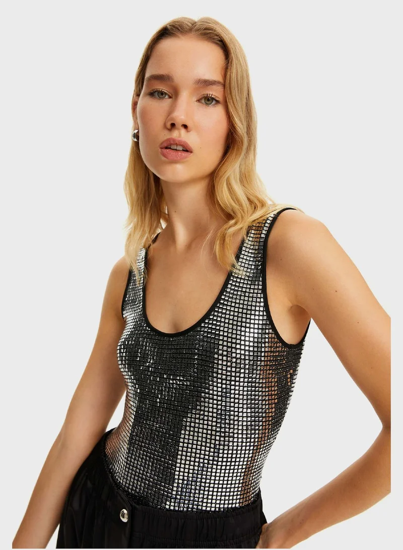 Nocturne Strappy Scoop Neck Bodysuit