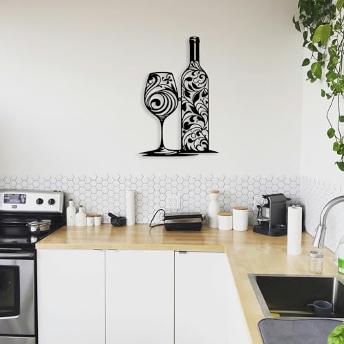 Benziso Wine Wall Decor, Metal Wall Art for Kitchen, Wine Lover Gifts, Home Bar Wall Decor, Dining Room Wall Art, Metal Wall Art Decor (Black 11.2 in x 16.6 in) - Image 5