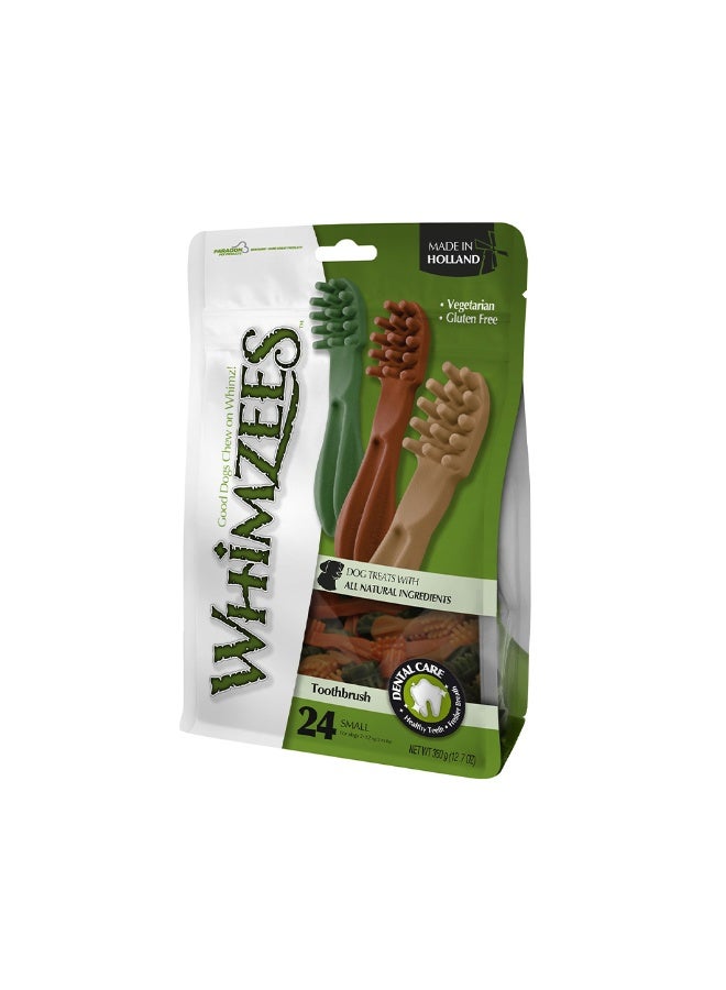 WHIMZEES فرشاة أسنان ويمزي نجمة صغيرة مزيج بني/أخضر/برتقالي - 24 قطعة