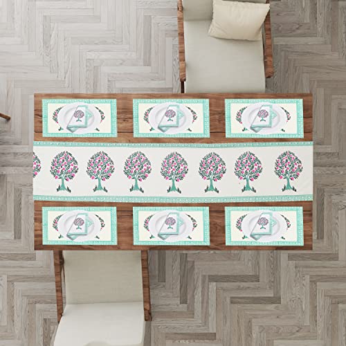 BLOCKS OF INDIA Hand Block Printed Cotton Table Runner, Mat and Napkin Set for Center/Dining Table (Anar Ka Ped) - Image 5