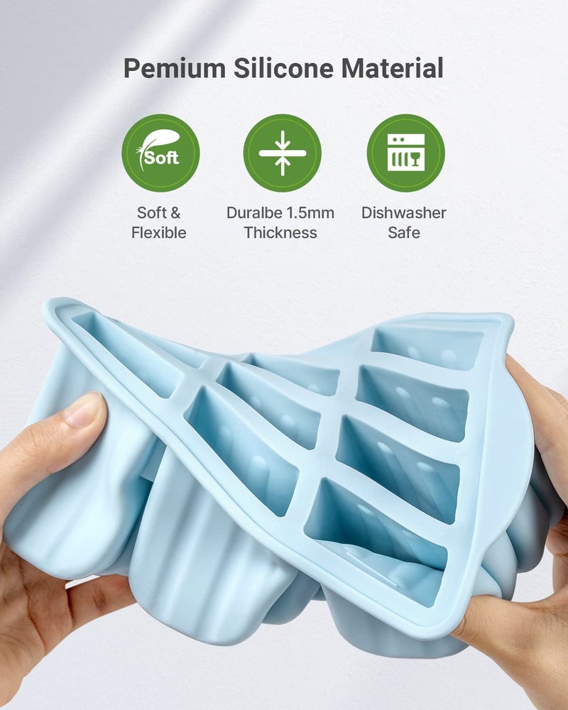 MEETRUE Popsicles Molds, MEETRUE 12 Pieces Silicone Popsicle Molds Easy-Release BPA-free Popsicle Maker Molds Ice Pop Molds Homemade Popsicle Ice Pop Maker with 50PCS Popsicle Sticks+Cleaning Brush - Image 3