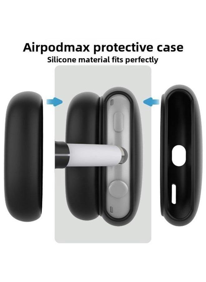 Suitable For Silicone Transparent Shell Apple AirPods Max Headset Anti-collision Three-piece Set-Color:ear Cap-Model:Airpodsmax Protective Sleeve