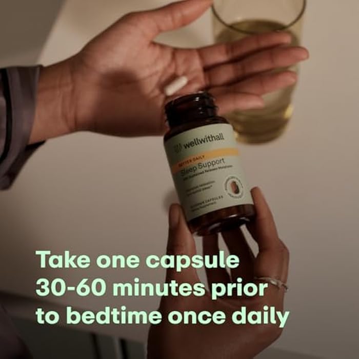 WellWithAll Sleep Support with Sustained-Release Melatonin | Includes L-Theanine and Ashwagandha | Promotes Relaxation and Sleep Quality | Supports Stress Management | Use Before Bedtime | 30 Capsules - Image 5