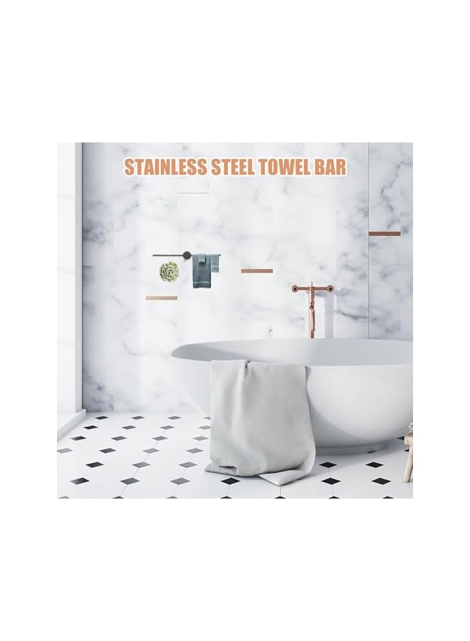 S-TOP 40cm Black Stainless Steel Towel Holder - Waterproof Bathroom Towel Bar, Wall-Mounted Towel Hanger for Bath & Kitchen - Image 3