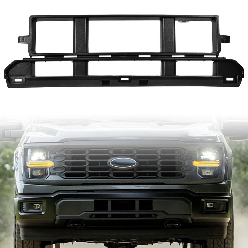 POKIAUTO Front Bumper Grille for 2024 2025 Ford F150 Front Lower Center Bumper Cover Mesh Grill Trim Spacer Panel Insert for Ford F150 XL STX XLT TREMOR LARIAT King Ranch Platinum Accessories