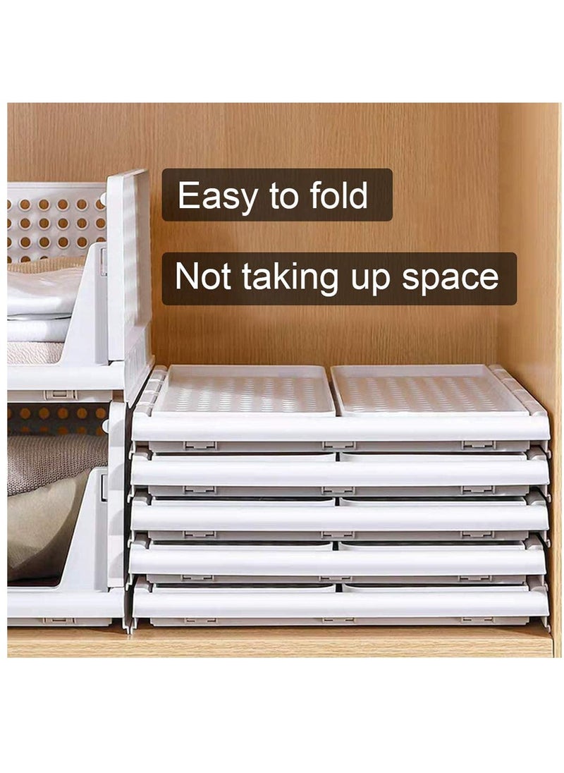 HomarKet - 4 Pack Stackable Plastic Storage Basket for Wardrobe Cabinet Kitchen Bathroom and Office 43x33x18.5cm,White - Image 1