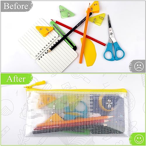 YOPCDJ 24 Pack Mesh Zipper Pouch Bags, Small, Clear Pencil Pouch Bulk, Pencil Bags with Zipper for Travel Storage - Image 5