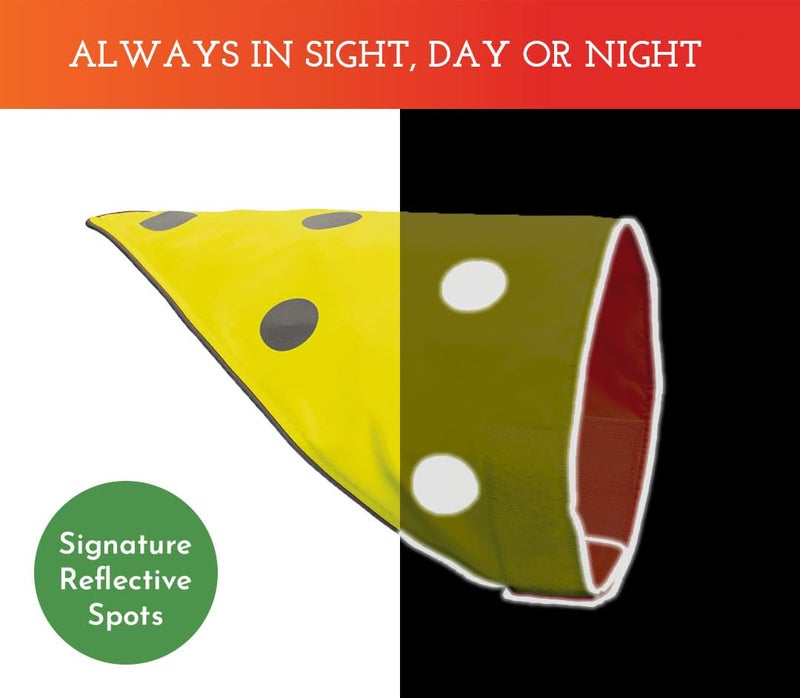 SPOT THE DOG! Reflective Dog Bandanas - Reversible High Visibility Safety Dog Accessories, Dog Collar, Fluorescent Dog Apparel for Walking, Hiking and Camping, Hunting (Blaze Orange, Yellow, XS-S) - Image 2