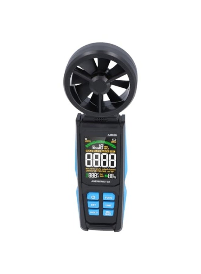 عداد هواء محمول، مقياس شدة الرياح الرقمي AM620 متعدد الوظائف، مقياس سرعة الرياح CFM مع شاشة عرض ملونة  - Image 4
