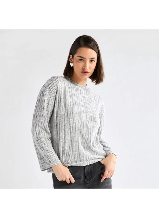 FAV Ribbed High Neck Sweater with Long Sleeves