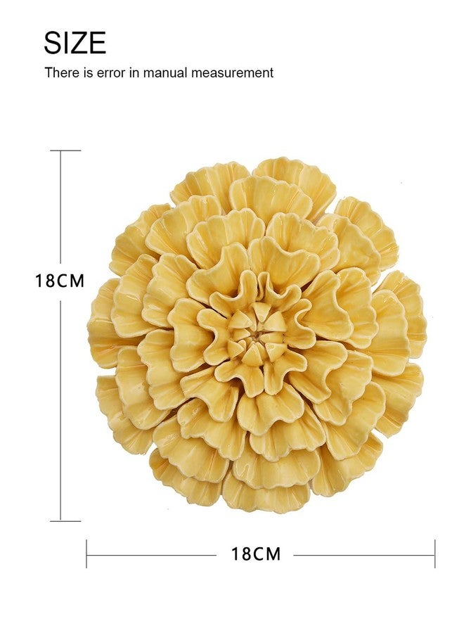 SEINHIJO Ceramic Flower Wall Decor 3D Wall Art Sculpture Modern Art Gift for Bedroom Living Room Home Office Yellow 7.5 Inch - Image 4
