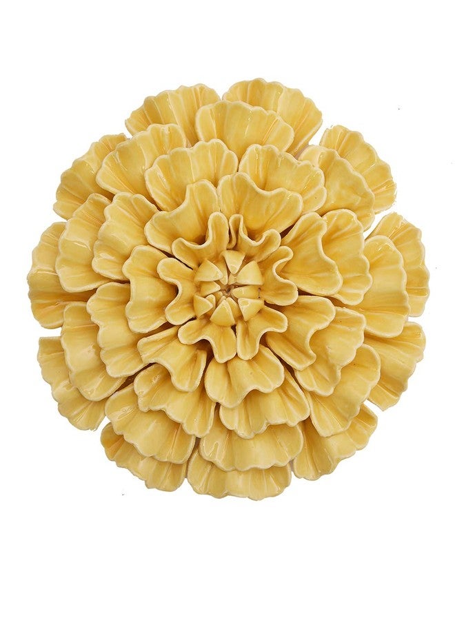 SEINHIJO Ceramic Flower Wall Decor 3D Wall Art Sculpture Modern Art Gift for Bedroom Living Room Home Office Yellow 7.5 Inch - Image 1
