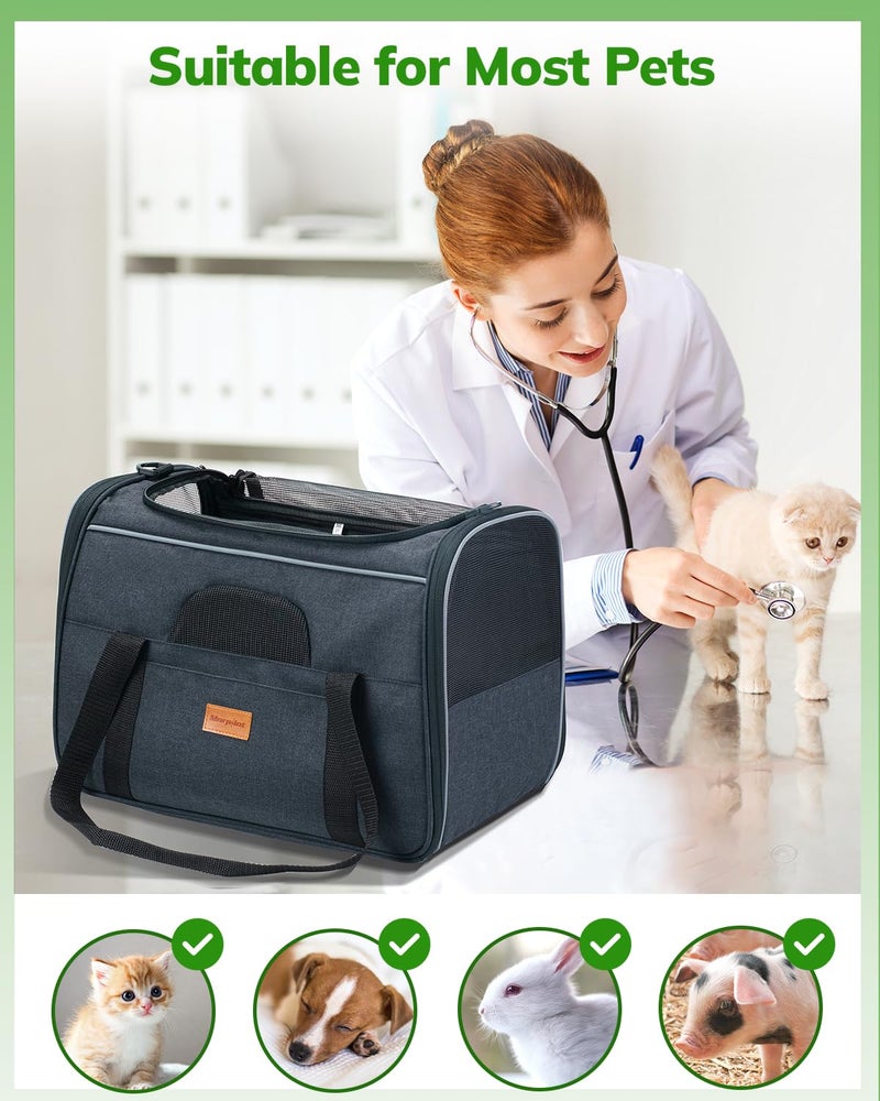 Morpilot Pet Travel Carrier Bag, Soft-Sided Dog Carrier Cat Carrier Pet Carrier, for Large Cats and Medium Puppies up to 25lbs, w/Locking Safety Zippers, Foldable Bowl (Dark Gray) - Image 4