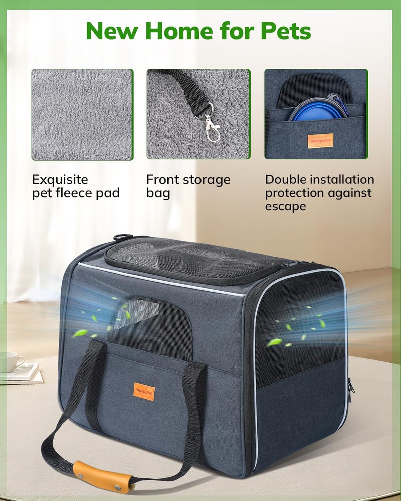 Morpilot Pet Travel Carrier Bag, Soft-Sided Dog Carrier Cat Carrier Pet Carrier, for Large Cats and Medium Puppies up to 25lbs, w/Locking Safety Zippers, Foldable Bowl (Dark Gray) - Image 5