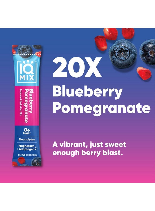 IQBAR IQMIX Hydration Electrolyte Powder - 4-in-1 Formula for Hydration, Mental Clarity, Mood and Recovery - Sugar-Free Drink Mix, Keto, Magnesium L-Threonate, Lion’s Mane - 20 Count Blueberry Pomegranate - Image 1