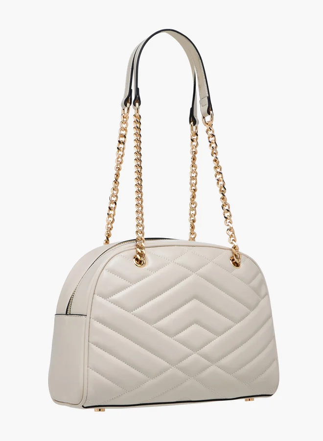 Paprika Quilted Shoulder Bag with Zip Closure