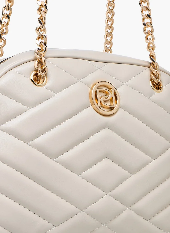 Paprika Quilted Shoulder Bag with Zip Closure