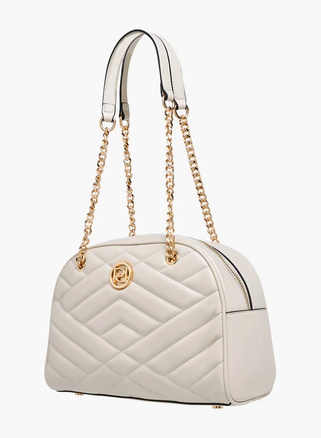 Paprika Quilted Shoulder Bag with Zip Closure