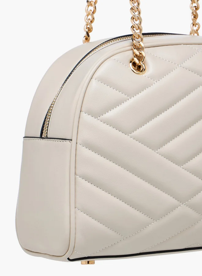 Paprika Quilted Shoulder Bag with Zip Closure