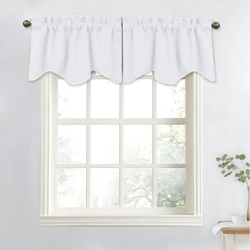 NICETOWN NICETOWN Pure White Curtain Valance for Kitchen  50 Blackout Functional Rod Pocket Window Treatment Tier for Living RoomBathroom 52 Wide x 18 Length 1 Panel