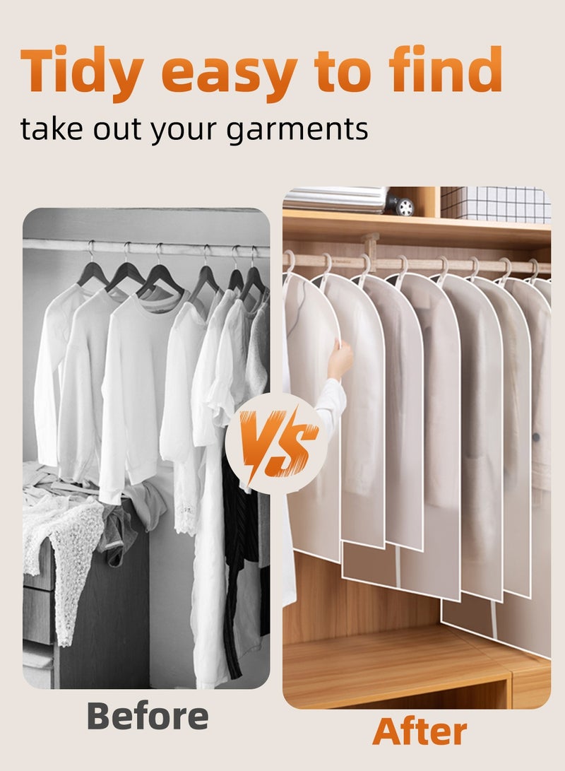 6-Pack Garment Cover 100×60cm Suit Cover Cloth Cover Wardrobe Organizer Dress Organizer with Zipper Semi-Transparent Breathable Garment Bag for Closet Storage - Image 3