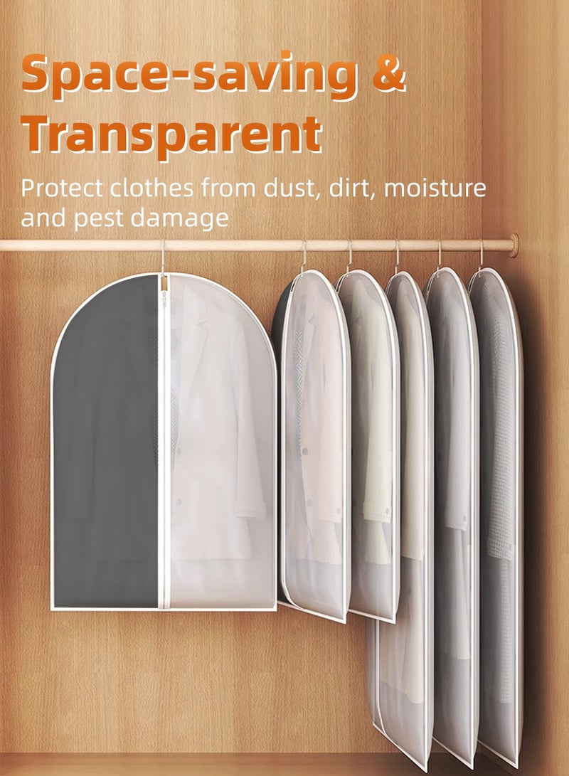 6-Pack Garment Cover 100×60cm Suit Cover Cloth Cover Wardrobe Organizer Dress Organizer with Zipper Semi-Transparent Breathable Garment Bag for Closet Storage - Image 5