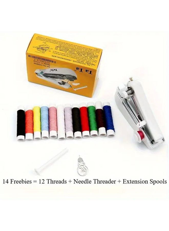 Portable Mini Sewing Machine Blue Handheld Manual Easy Sewing Kit 14 Free Gifts - Image 5