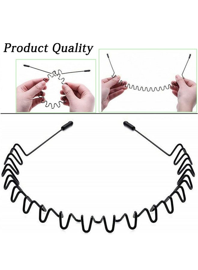 LERNOU Fashion Men'S 3Pcs Metal Headbands Wavy Elastic Hair Band Simple Spring Hair Hoop Non Slip Suitable For Sports And Daily Use Sea Wavy Style Small Circle Style And Little V Style - Image 4
