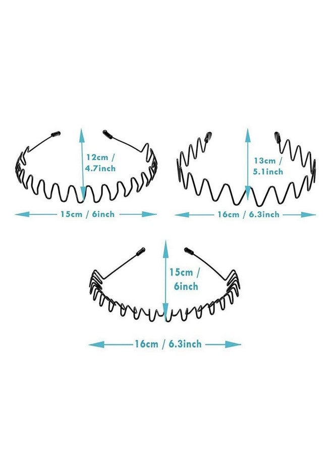 LERNOU Fashion Men'S 3Pcs Metal Headbands Wavy Elastic Hair Band Simple Spring Hair Hoop Non Slip Suitable For Sports And Daily Use Sea Wavy Style Small Circle Style And Little V Style - Image 3