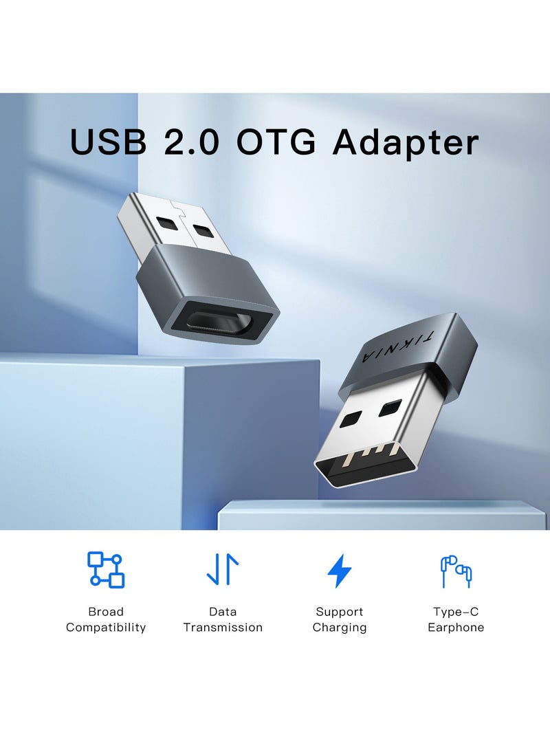 TIKNIA TIKNIA USB to USB C Adapter 3 Pack, USB C Female to A Male Car Charger, Type C Converter for iPhone, Apple Watch, Air pods, Compatible for Nintendo Switch, Samsung Galaxy, Laptop PC (Grey)  - Image 5