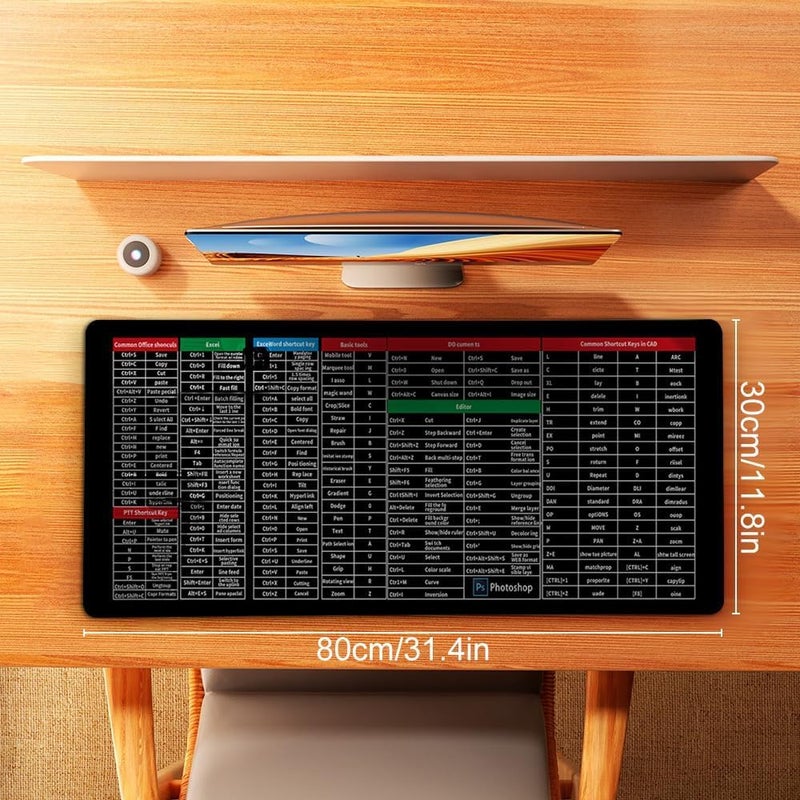 إكسفور لوحة مفاتيح، لوحة مفاتيح كبيرة جدًا مضادة للانزلاق، مع نمط اختصارات برامج المكتب، لوحة ماوس اختصارات المكتب، وسادات ماوس للمكتب، لوحة ماوس ولوحة مفاتيح، 15.7 × 35.43 بوصة - Image 2