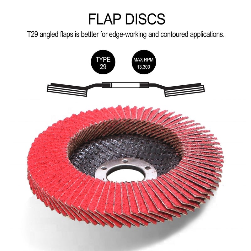 COSPOF Flap Discs, Flap Wheels 60 Grit, Ceramic Grinding Discs 115mm, 4-1/2 x 7/8 Inch Work with Universal Angle Grinders, Suitable for Metal Sanding Grinding and Conditioning, Type29, 10 Pack. - Image 3
