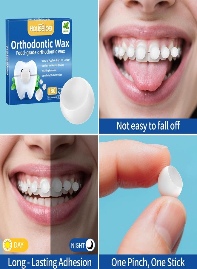 Houselog Orthodontic Wax for Braces, 180 Pcs Pre-Cut Mint Dental Wax - Image 5