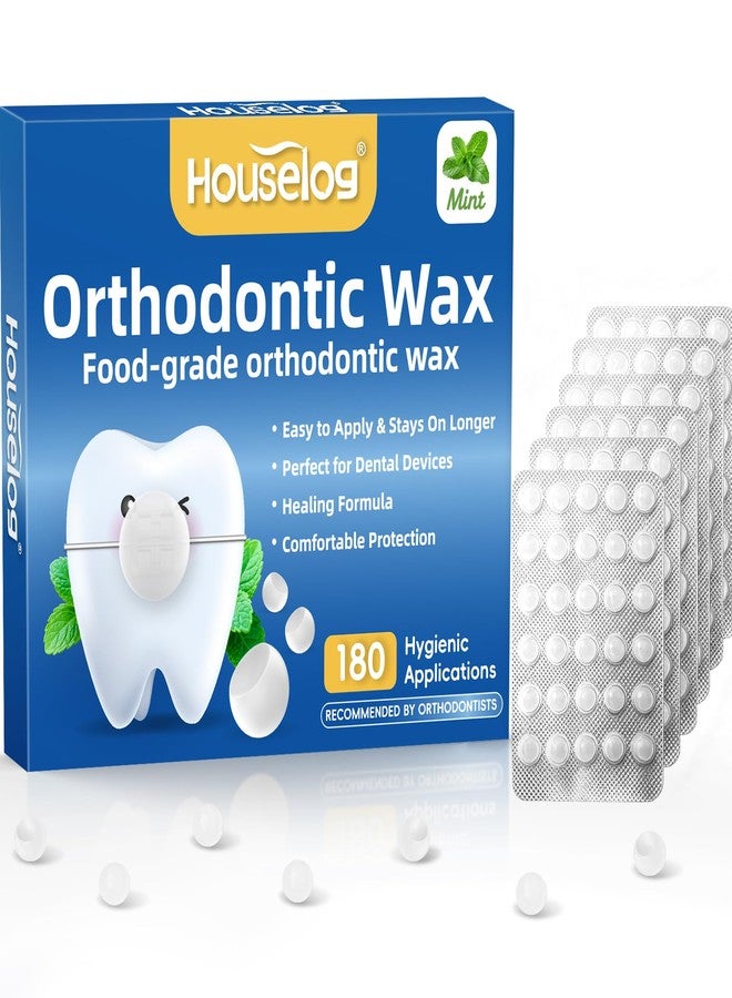 Houselog Orthodontic Wax for Braces, 180 Pcs Pre-Cut Mint Dental Wax - Image 1