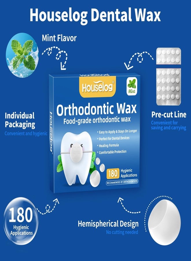 Houselog Orthodontic Wax for Braces, 180 Pcs Pre-Cut Mint Dental Wax - Image 2