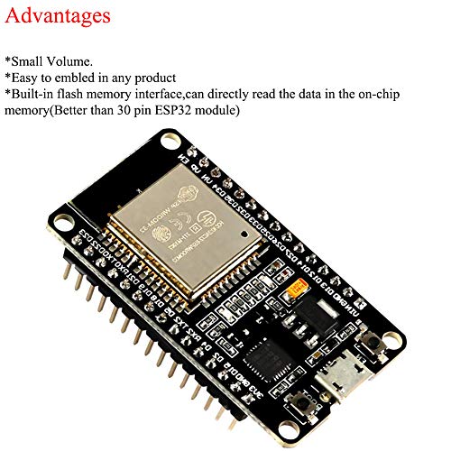 AiTrip ESP-WROOM-32 ESP32 ESP-32S Development Board 2.4GHz Dual-Mode WiFi + Bluetooth Dual Cores Microcontroller Processor Integrated with Antenna RF AMP Filter AP STA Compatible with Arduino IDE (1 PCS) - Image 2