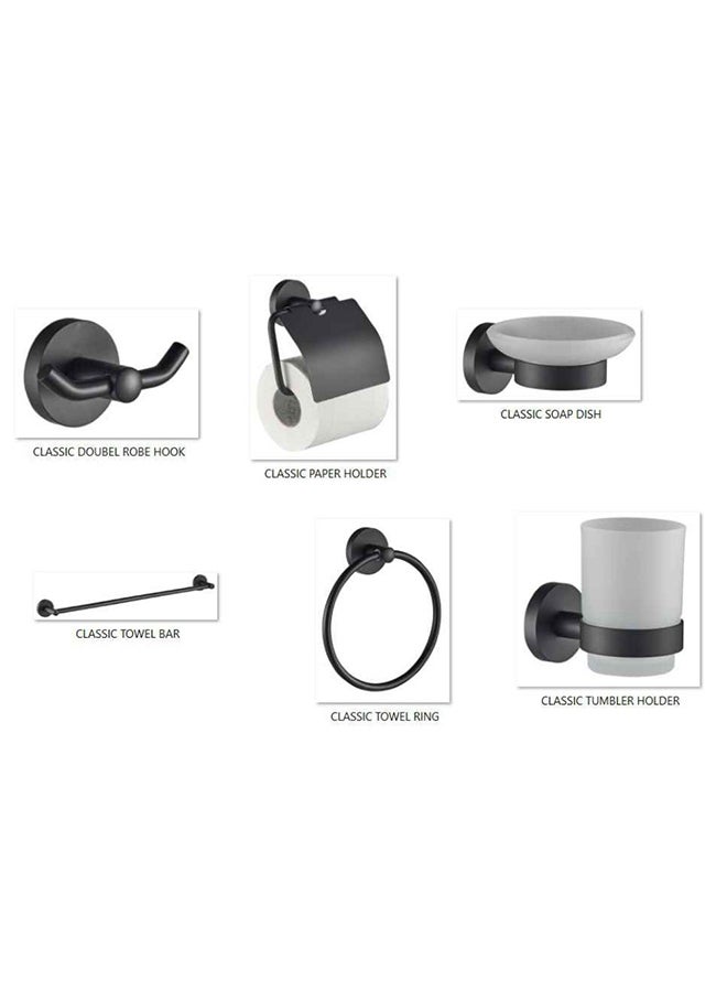 milano Classic Bathroom Accessories 1600 6 Pcs Gift Set Brass Full Bathroom Accessories Set With Matted Color For Bathroom Commercial Lavatories Black - Image 1