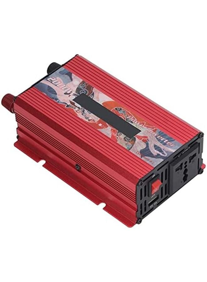 Red Solar Car Inverter 2000W DC24V to AC 110V Aluminum Alloy Modified Sine Wave - Image 5