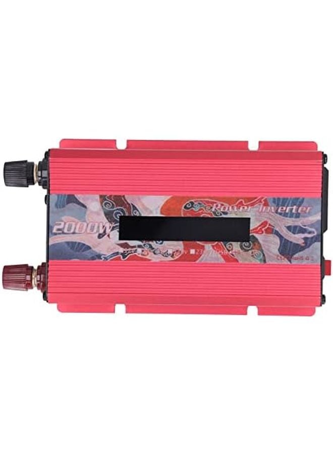 Red Solar Car Inverter 2000W DC24V to AC 110V Aluminum Alloy Modified Sine Wave - Image 3