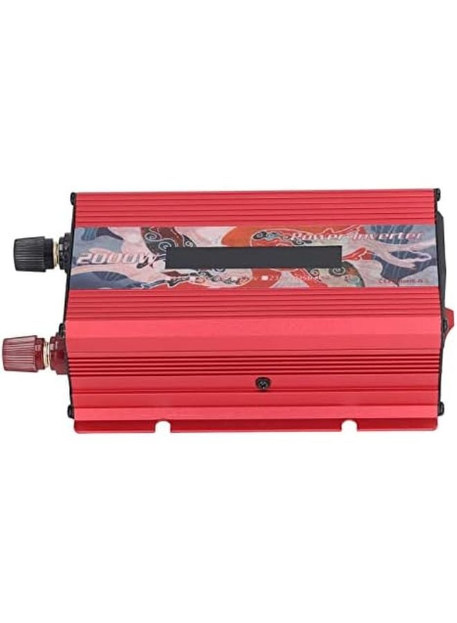 Red Solar Car Inverter 2000W DC24V to AC 110V Aluminum Alloy Modified Sine Wave - Image 4