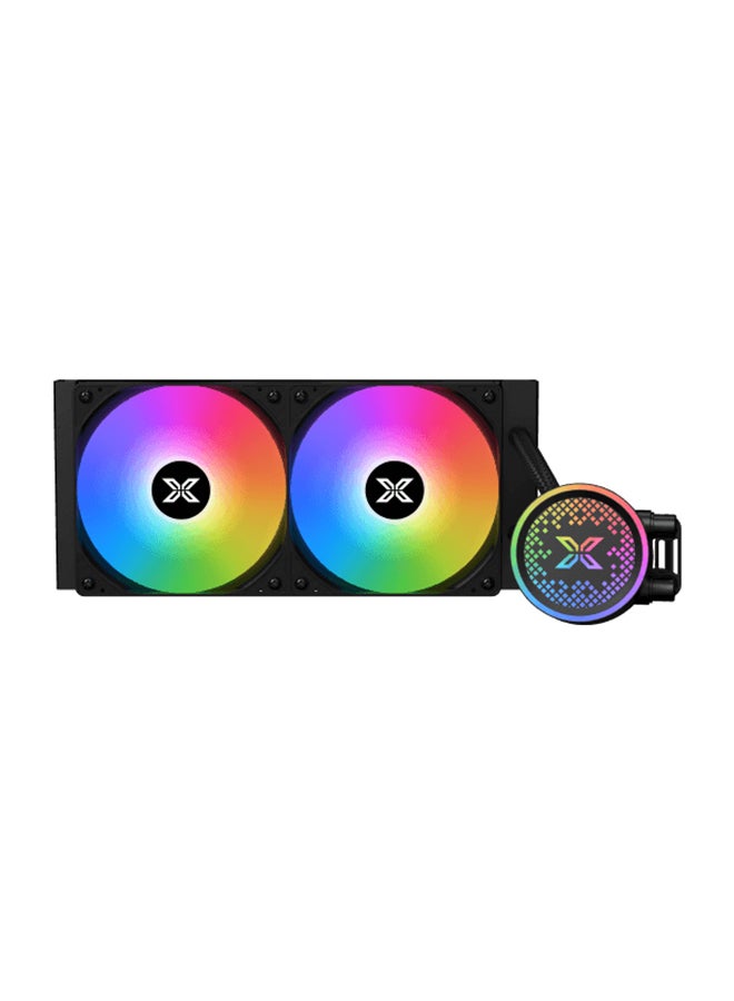 Xigmatek FENIX 240 AIO Liquid Cooler, 240mm Radiator, ARGB Pump Head, 2 x 120mm PWM Fans, 82.8 CFM Airflow, 280W TDP, Ceramic Bearing Pump (600-3000 RPM), Intel LGA 1700/1200/115X & AMD AM5/AM4 Support, Mini ARGB Controller, 330mm Sleeved Tubes, EN42973 Black - Image 2