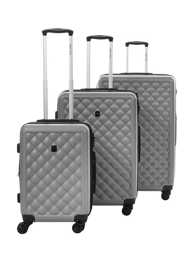 Travel Plus مجموعة من 3 قطع من حقائب أمتعة بعجلات من مادة ABS مقاس 20 و26 و30 بوصة باللون الرمادي  - Image 1