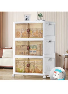 Old_Feller Big Size 55cm 2 Layers Multilayer Folding Storage Cabinet, Transparent Plastic With Pulley, Clothing，Shoes Cosmetic and Bags Storage Box  - Image 4
