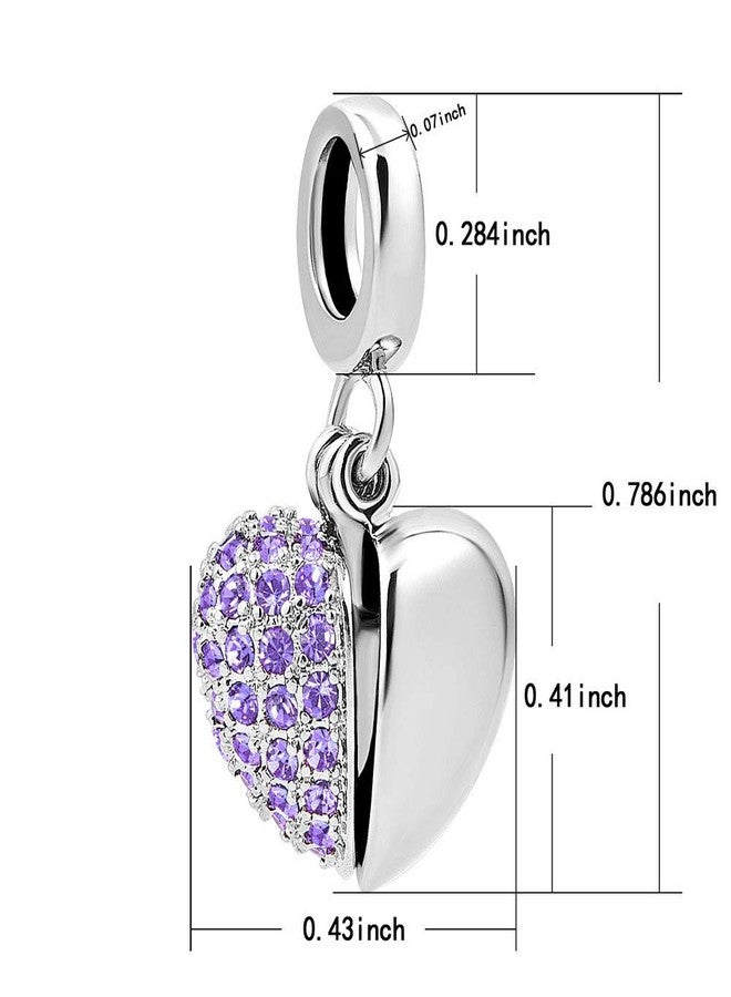 KunBead I Love You Purple Heart Birthday Birthstone Dangle Charms Compatible with Pandora Bracelet for Mom Daughter Sister Auntie Grandma Friend Granddaughter - Image 3