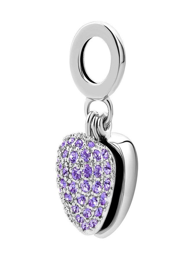 KunBead I Love You Purple Heart Birthday Birthstone Dangle Charms Compatible with Pandora Bracelet for Mom Daughter Sister Auntie Grandma Friend Granddaughter - Image 2