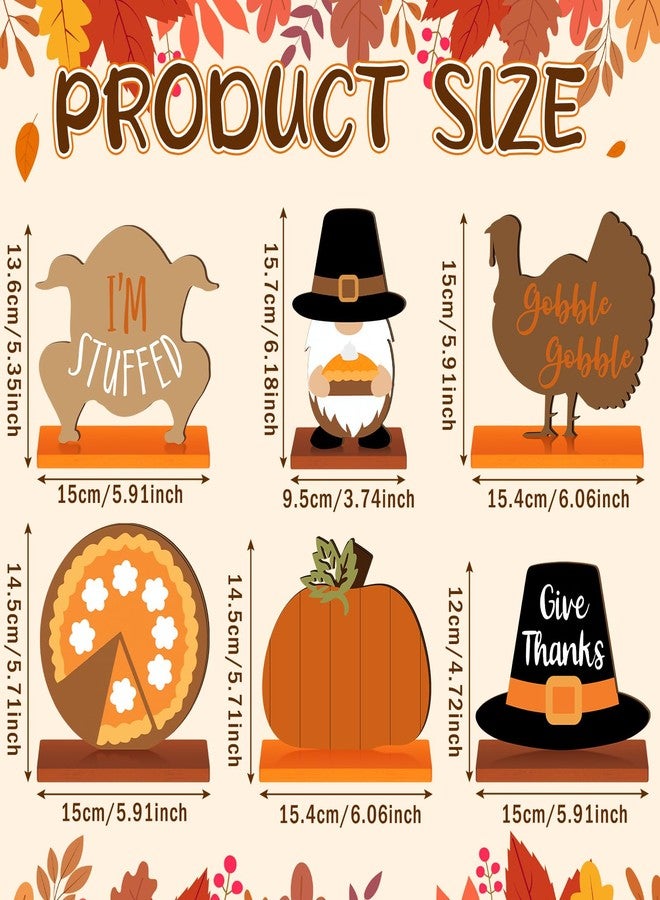 Barydat 6 Pcs Thanksgiving Table Decorations Wooden Fall Table Centerpieces Autumn Pumpkin Truck Gnome Tabletop Signs for Harvest Thanksgiving Home Kitchen Office Tiered Tray Decor(Cute Style) - Image 3