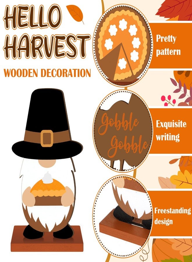 Barydat 6 Pcs Thanksgiving Table Decorations Wooden Fall Table Centerpieces Autumn Pumpkin Truck Gnome Tabletop Signs for Harvest Thanksgiving Home Kitchen Office Tiered Tray Decor(Cute Style) - Image 5