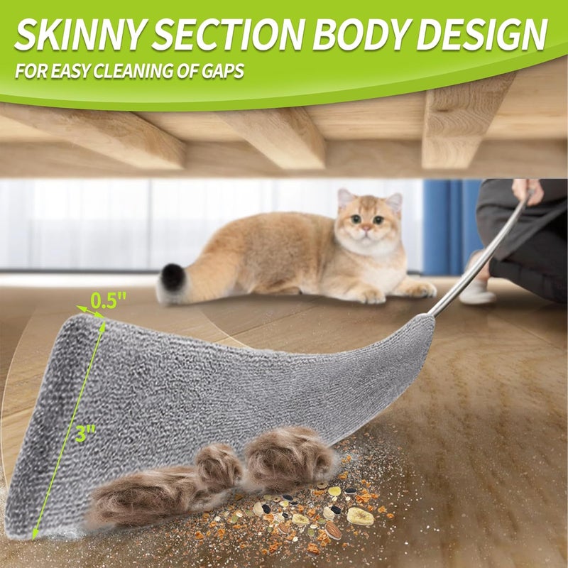 IVYROLL Skinny Duster with Extension Pole for Under Furniture, Retractable Flat Duster with 3 Microfiber Dusting Cloths for Tight Spaces, Washable Gap Cleaning Tools - Image 2