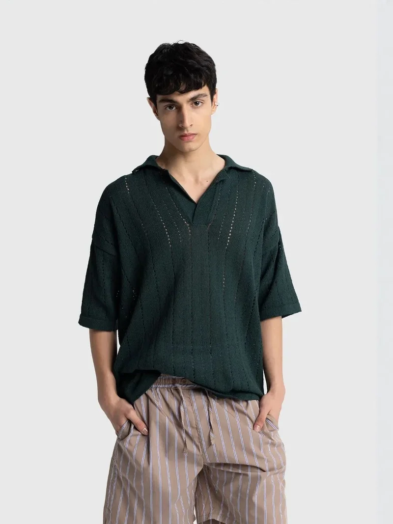 Giesto GIESTO Men's Relaxed Cotton Textured Polo T-Shirt